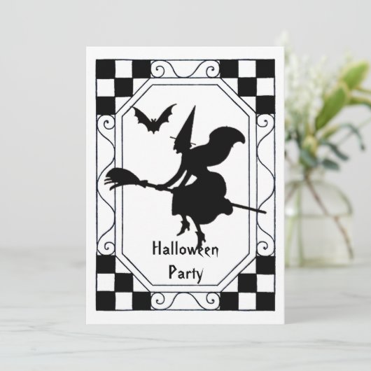 Halloween van de  zwarte en witte witch kaart (Staand voorkant)