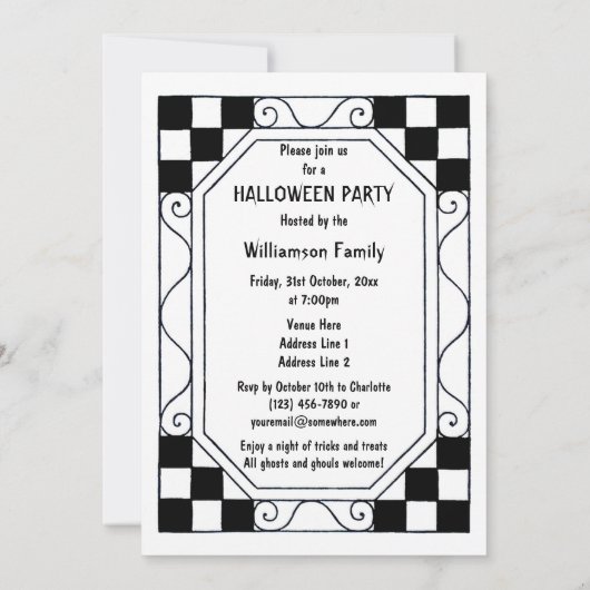 Halloween van de zwarte en witte witch kaart (Achterkant)