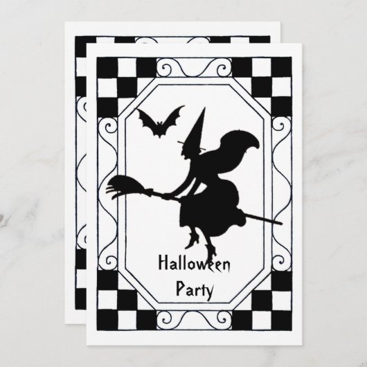 Halloween van de zwarte en witte witch kaart (Voorkant / Achterkant)