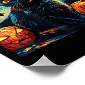 Halloween Van Gogh Starry Night Black Cat Pumpkins Poster (Hoek)