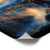 Halloween Van Gogh Starry Night Zwarte Kat Pompoen Poster (Hoek)