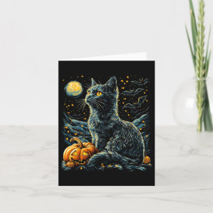 Halloween Van Gogh Sterrennacht Black Cat Pumpkins Kaart