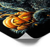 Halloween Van Gogh Sterrennacht Black Cat Pumpkins Poster (Hoek)