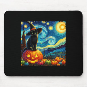 Halloween Van Gogh Sterrennacht Black Cat Witch Ha Muismat