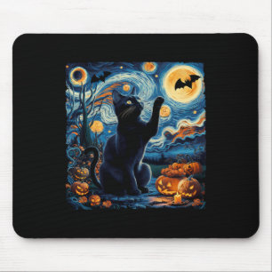 Halloween Van Gogh 'Sterrennacht Zwarte Kat Pompoe Muismat