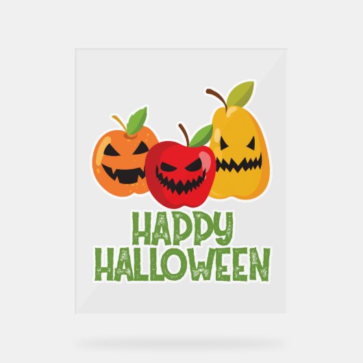 Halloween Vegan Happy Halloween Pompoen Vegetarisc Acryl Bord (Voorkant)