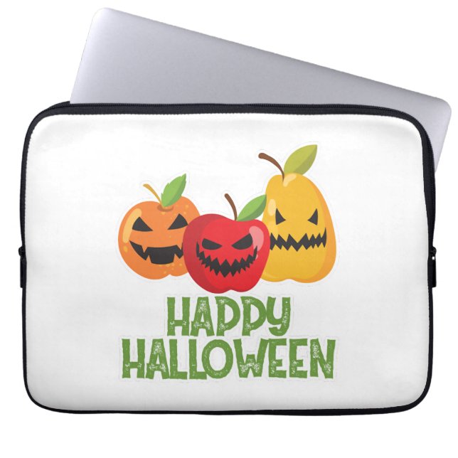 Halloween Vegan Happy Halloween Pompoen Vegetarisc Laptop Sleeve (Voorkant)