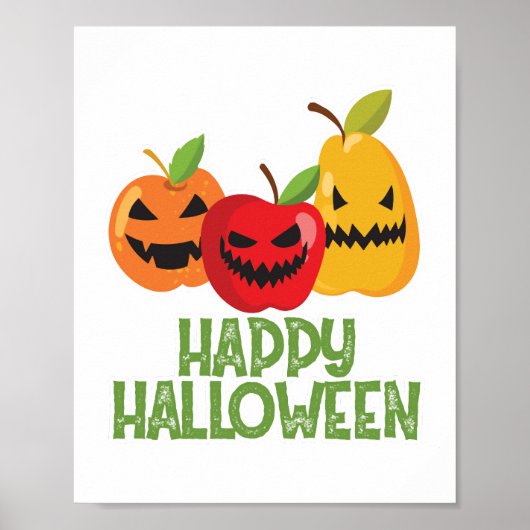 Halloween Vegan Happy Halloween Pompoen Vegetarisc Poster (Voorkant)