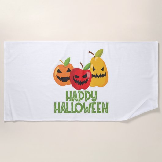 Halloween Vegan Happy Halloween Pompoen Vegetarisc Strandlaken (Voorkant)