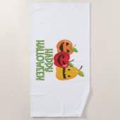 Halloween Vegan Happy Halloween Pompoen Vegetarisc Strandlaken (Voorkant)