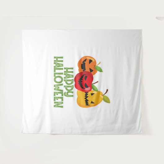 Halloween Vegan Happy Halloween Pompoen Vegetarisc Wandkleed (Voorkant (horizontaal))