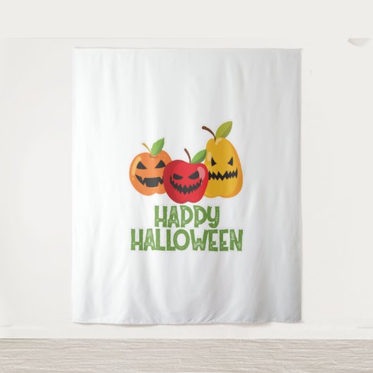 Halloween Vegan Happy Halloween Pompoen Vegetarisc Wandkleed (Voorkant)