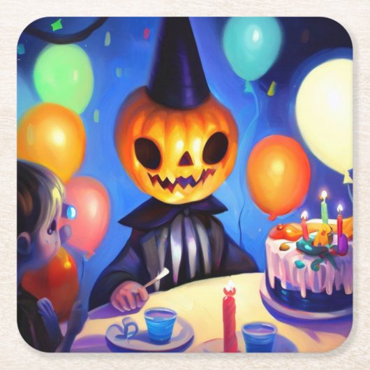 Halloween - Verjaardag 2 Kartonnen Onderzetters (Voorkant)