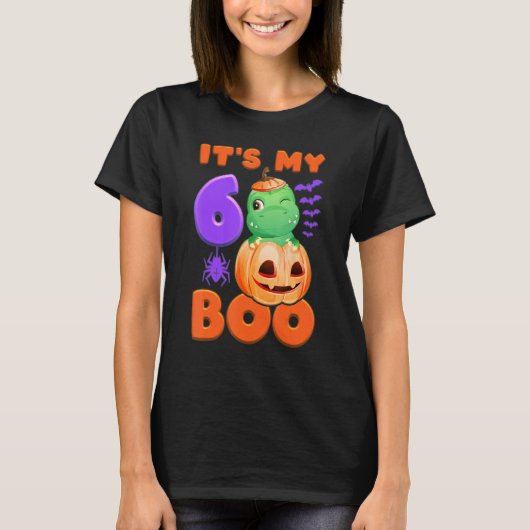 Halloween Verjaardag 6 jaar oude dinosaurus Het is T-shirt (Voorkant)
