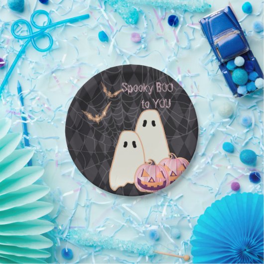 Halloween Verjaardag Bord Roze Sinaasappel Ghost B (Feest)