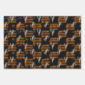 Halloween Verjaardag Custom Tekst Spooky Ghosts 3 Inpakpapier Vel (Voorkant 2)