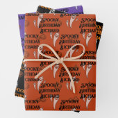 Halloween Verjaardag Custom Tekst Spooky Ghosts 3 Inpakpapier Vel (In situ)