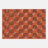 Halloween Verjaardag Custom Tekst Spooky Ghosts 3 Inpakpapier Vel (Voorkant)