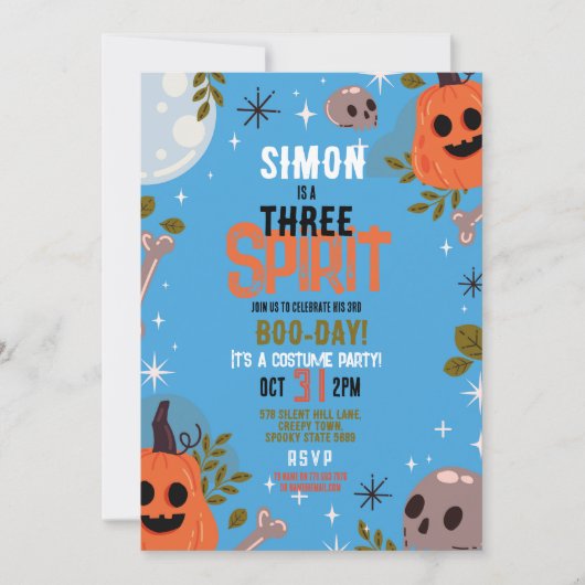 Halloween Verjaardag Drie Jongens Party Ghosts Bla Kaart (Voorkant)