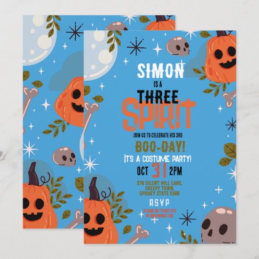 Halloween Verjaardag Drie Jongens Party Ghosts Bla Kaart (Voorkant / Achterkant)