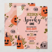 Halloween Verjaardag Een Meisjes Party Pompoen 1e Kaart (Voorkant / Achterkant)