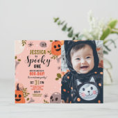 Halloween Verjaardag Een Meisjes Party Pompoen Fot Kaart (Staand voorkant)