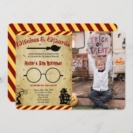 Halloween Verjaardag Foto uitnodiging (Voorkant / Achterkant)