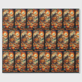 Halloween Verjaardag Gefeliciteerd Aangepaste teks Cadeaupapier (Vlak)