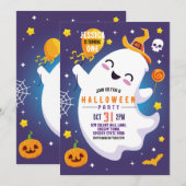 Halloween Verjaardag Ghost Happy Fun Schattige 1e Kaart (Voorkant / Achterkant)