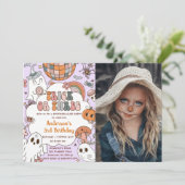 Halloween Verjaardag Ghouls Drie Verjaardag Feest Kaart (Staand voorkant)