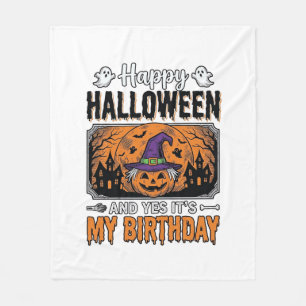 Halloween Verjaardag Heks Pompoen Vintage T-shirt Fleece Deken