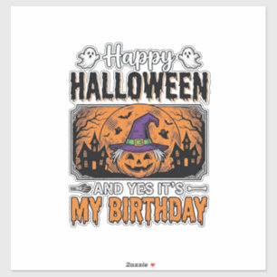 Halloween Verjaardag Heks Pompoen Vintage T-shirt  Sticker
