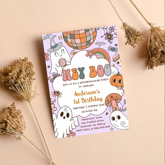 Halloween Verjaardag Hey Boo Verjaardagsfeestje Kaart
