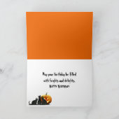 Halloween Verjaardag Jack-o-Lantern en Barn Cat Kaart (Binnen)