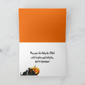 Halloween Verjaardag Jack-o-Lantern en Barn Cat Kaart (Binnen)