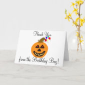 Halloween Verjaardag Jongen Dank u Pompoen Ballonn Kaart (Gele Bloem)