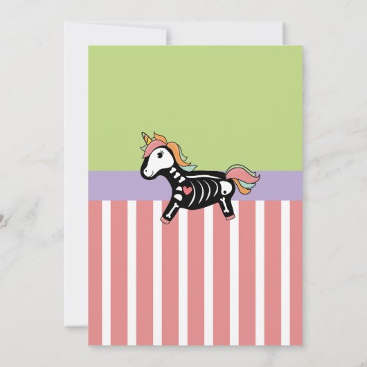 Halloween Verjaardag Kinder Eenhoorn Skeleton Fun Kaart (Achterkant)