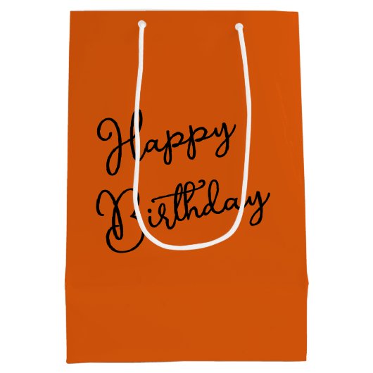 Halloween Verjaardag Kitten op Pompoen Medium Cadeauzakje (Achterkant)