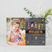 Halloween Verjaardag Kostuum Party Foto Kaart (Staand voorkant)