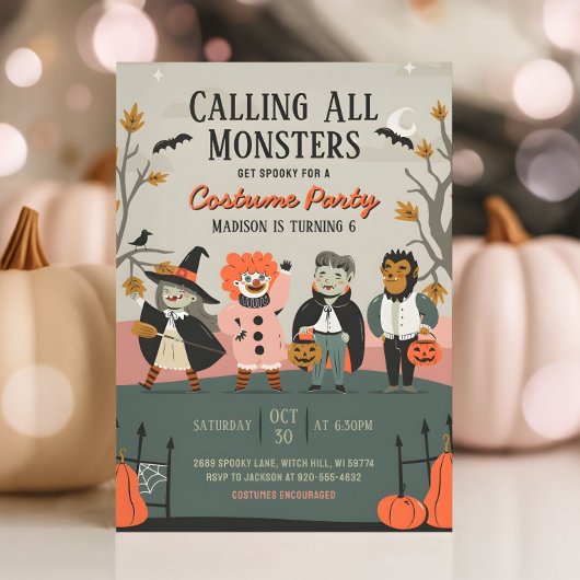  Halloween Verjaardag Kostuumfeest voor Kinderen Kaart