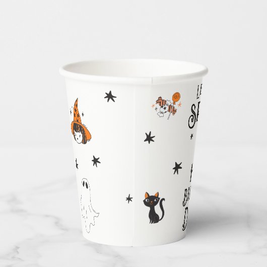 Halloween Verjaardag "Let's Get Spooky" Doodles Papieren Bekers (Rechts)