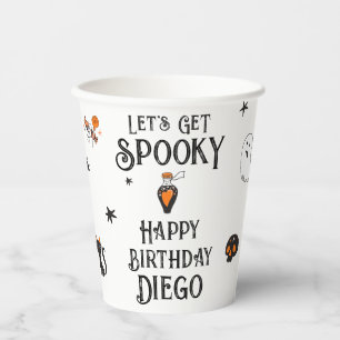Halloween Verjaardag "Let's Get Spooky" Doodles Papieren Bekers