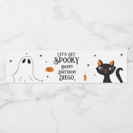 Halloween Verjaardag "Let's Get Spooky" Gothic Waterfles Etiket (Enkel label)