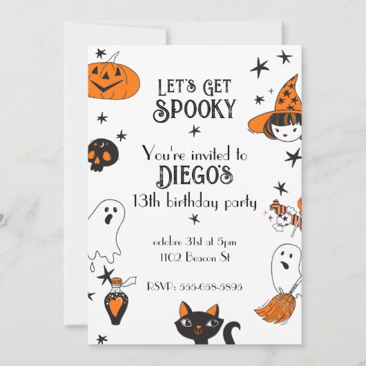 Halloween Verjaardag Let's Get Spooky Schattigee D Kaart (Voorkant)