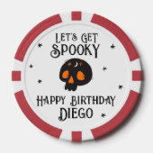 Halloween Verjaardag "Let's Get Spooky" Skull Naam Poker Chips (Voorkant)