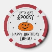 Halloween Verjaardag "Let's Get Spooky" Skull Naam Poker Chips (Achterkant)