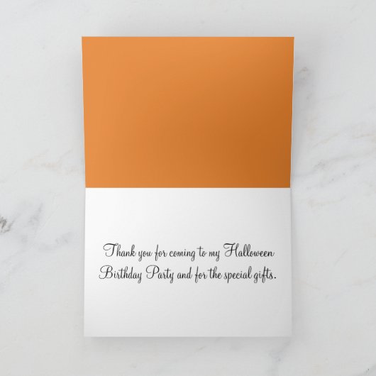 Halloween Verjaardag Meisje Dank u Pompoen Ballonn Kaart (Binnen)