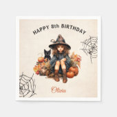 Halloween verjaardag meisje kleine heks papier ser servet (Voorkant)