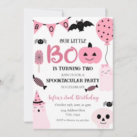 Halloween Verjaardag Meisje Uitnodiging Sjabloon (Voorkant)