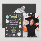 Halloween Verjaardag Meisjes Party Foto Pompoen Kaart (Voorkant / Achterkant)